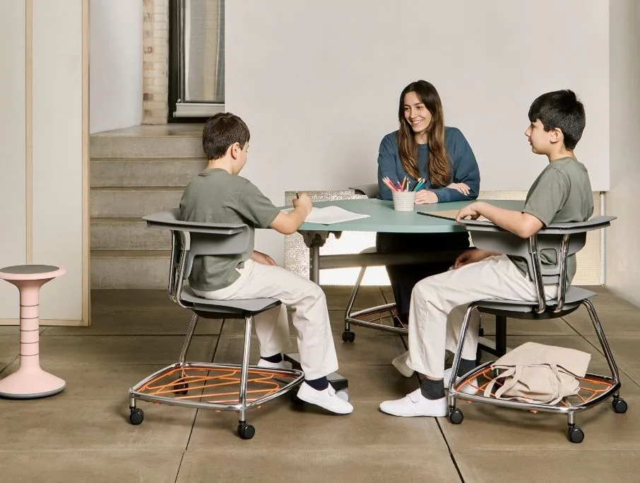 happy students interacting with their teacher