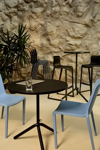 Hatton cafe tables and chairs design in blue and black combination